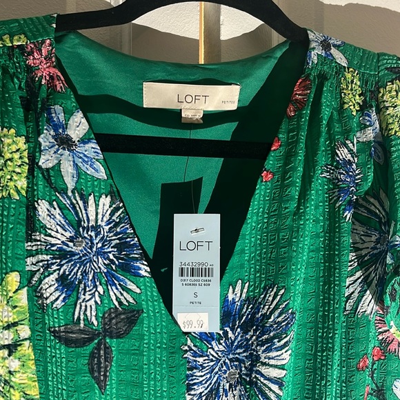 Loft green flower dress SP and medium - Picture 3 of 8